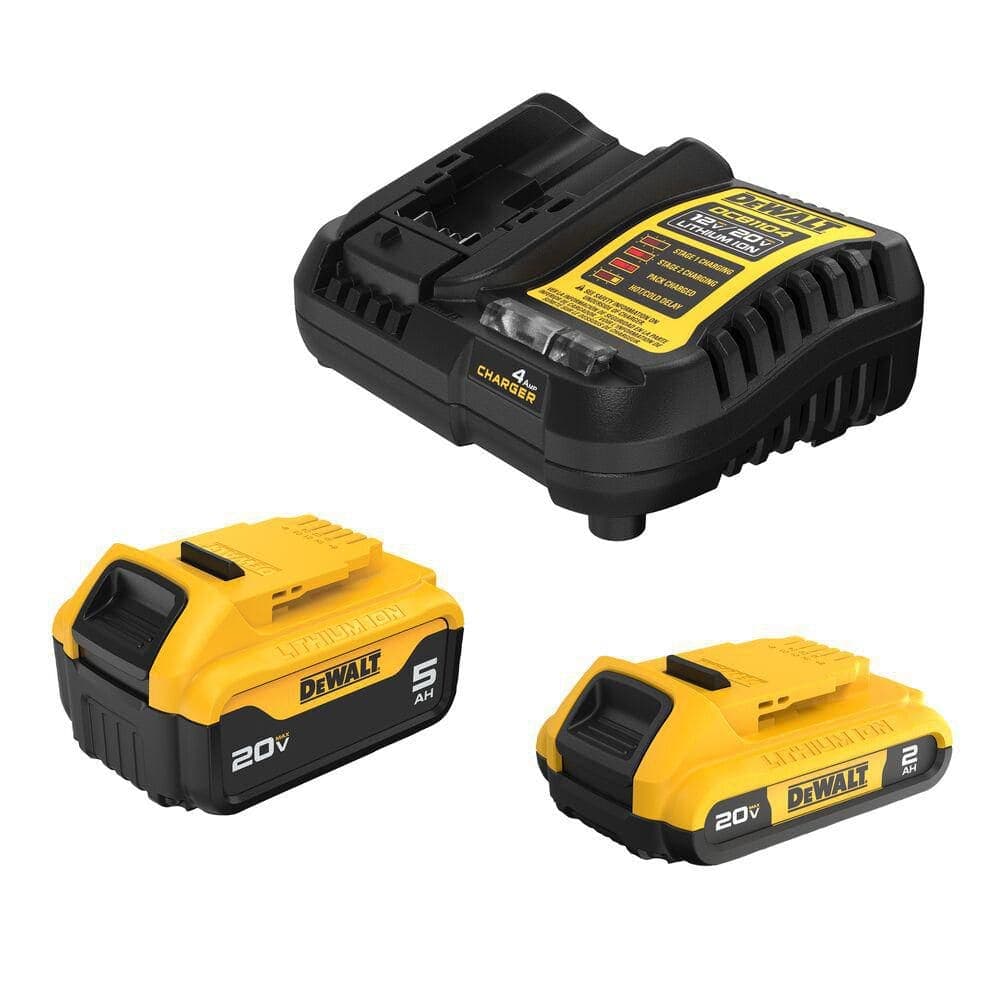 DEWALT 20V MAX Lithium-Ion Battery Kit with 5.0Ah and 2.0Ah Battery and Charger