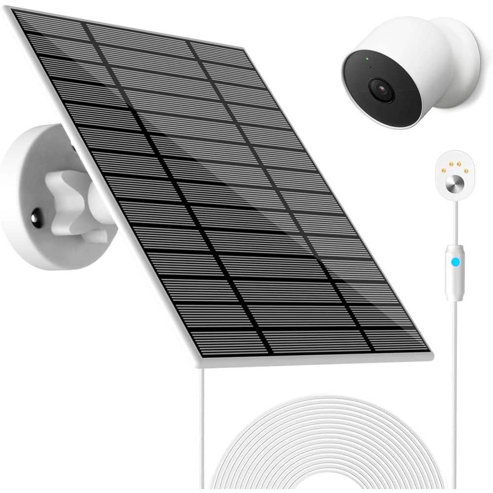 Lukyamzn 6-Watt Monocrystalline Solar Panel Charger with Indicator Light 13 ft. Cable IP66 Weatherproof Compatible with Nest Cam (1)