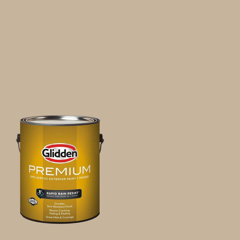 Glidden Premium 1 gal. PPG1085-4 Best Beige Satin Exterior Latex Paint (1)