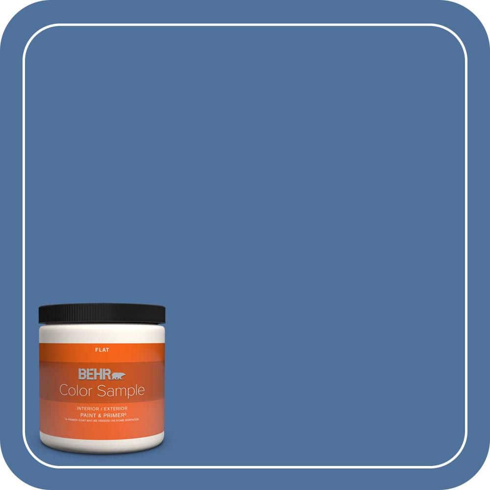 BEHR PREMIUM PLUS 8 oz. #PMD-23 Cobalt Flame Flat Interior/Exterior Paint & Primer Color Sample