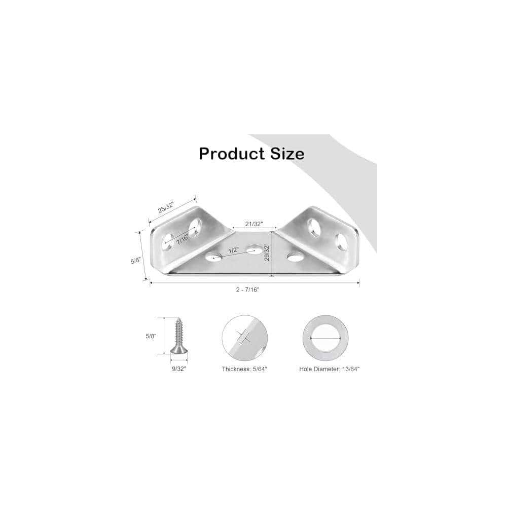 KIWDZFU 12-Pack Universal Stainless Steel Furniture Corner Connectors with Screws Heavy Duty Triangular Brackets for Wood (2)