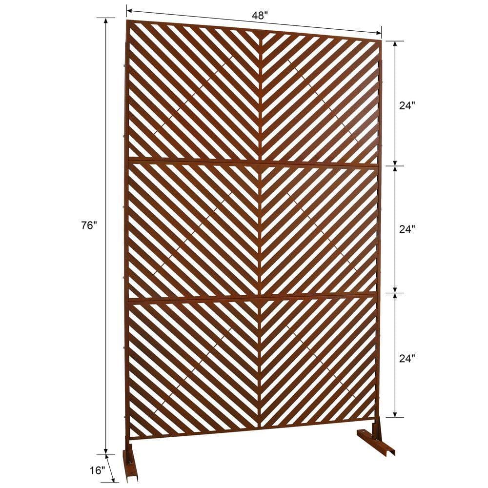 cadeninc 4ft. x 6.33ft. Rust Red Outdoor and Indoor Freestanding Metal Privacy Screen Fence Panels for Lawn Garden(not Composite) (2)