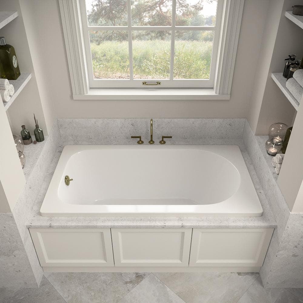 Streamline N-4220-730-PBR 60 in. 32 in. Rectangular Acrylic Soaking Drop-In Bathtub, with Center Drain Polished Brass (2)