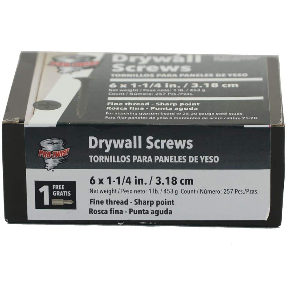 Pro-Twist #6 . #2 Phillips Reduced Phosphate Coated Bugle Head Fine Thread Drywall Screws Box