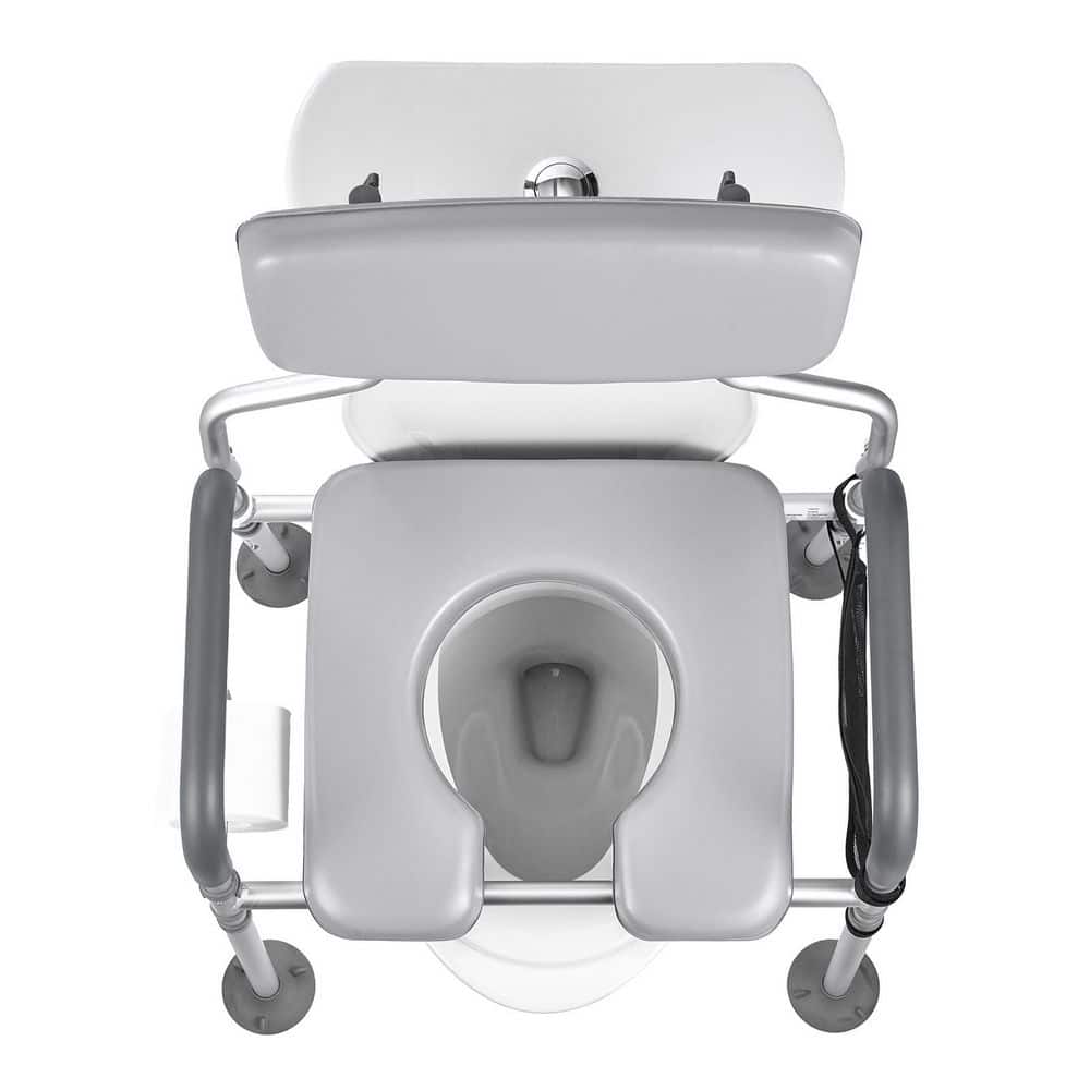 SVOPES 4-in-1 Bedside Commode Chair, Portable Toilet with Padded Seat, 500 lbs. Capacity, Removable 5L Bucket,Toilet Seat (1)