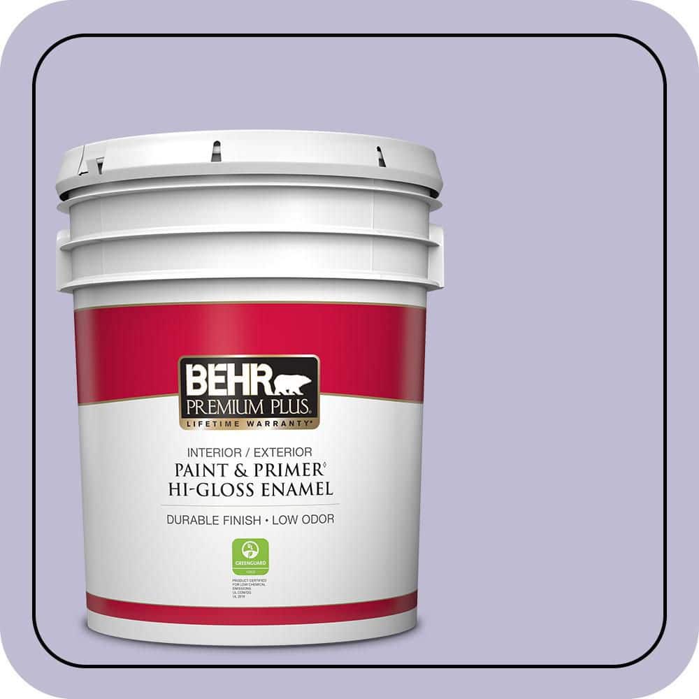 BEHR PREMIUM PLUS 5 gal. #640C-3 Twilight Pearl Hi-Gloss Enamel Interior/Exterior Paint & Primer (1)