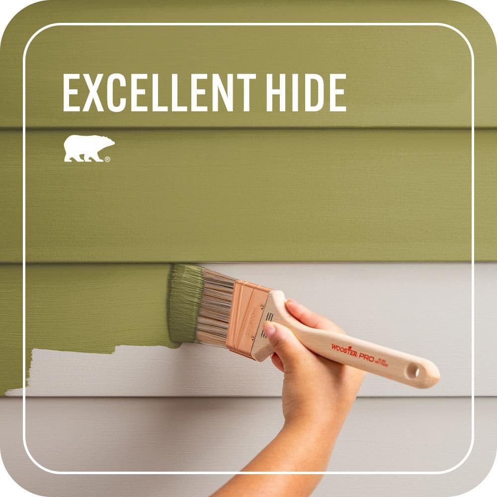 BEHR PREMIUM PLUS 5 gal. #PPU9-03 Retro Avocado Satin Enamel Exterior Paint & Primer (4)
