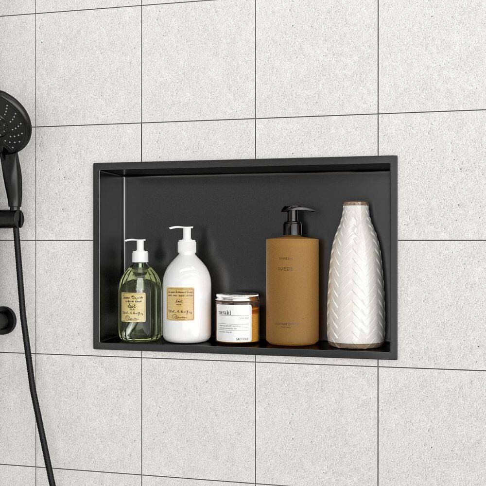 LIVIZA 21 in. W x 13 in. H x 4 in. D Stainless Steel Recessed Shower Niche Shelf Organizer in Gunmetal Black (3)