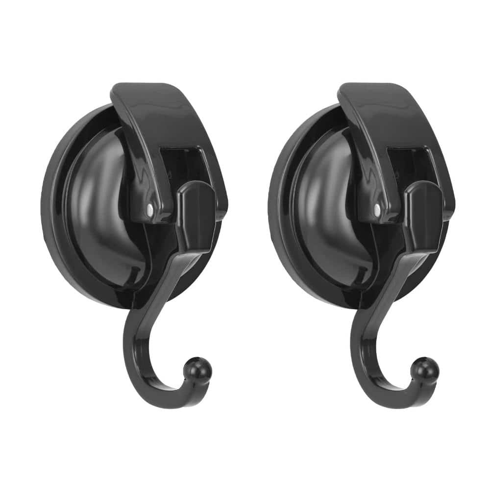 Unbranded Heavy Duty Vacuum Cup Hook 2 Pack for Robe and Towel Hooks No Hole Punched Black-Plated Suction Strength (1)