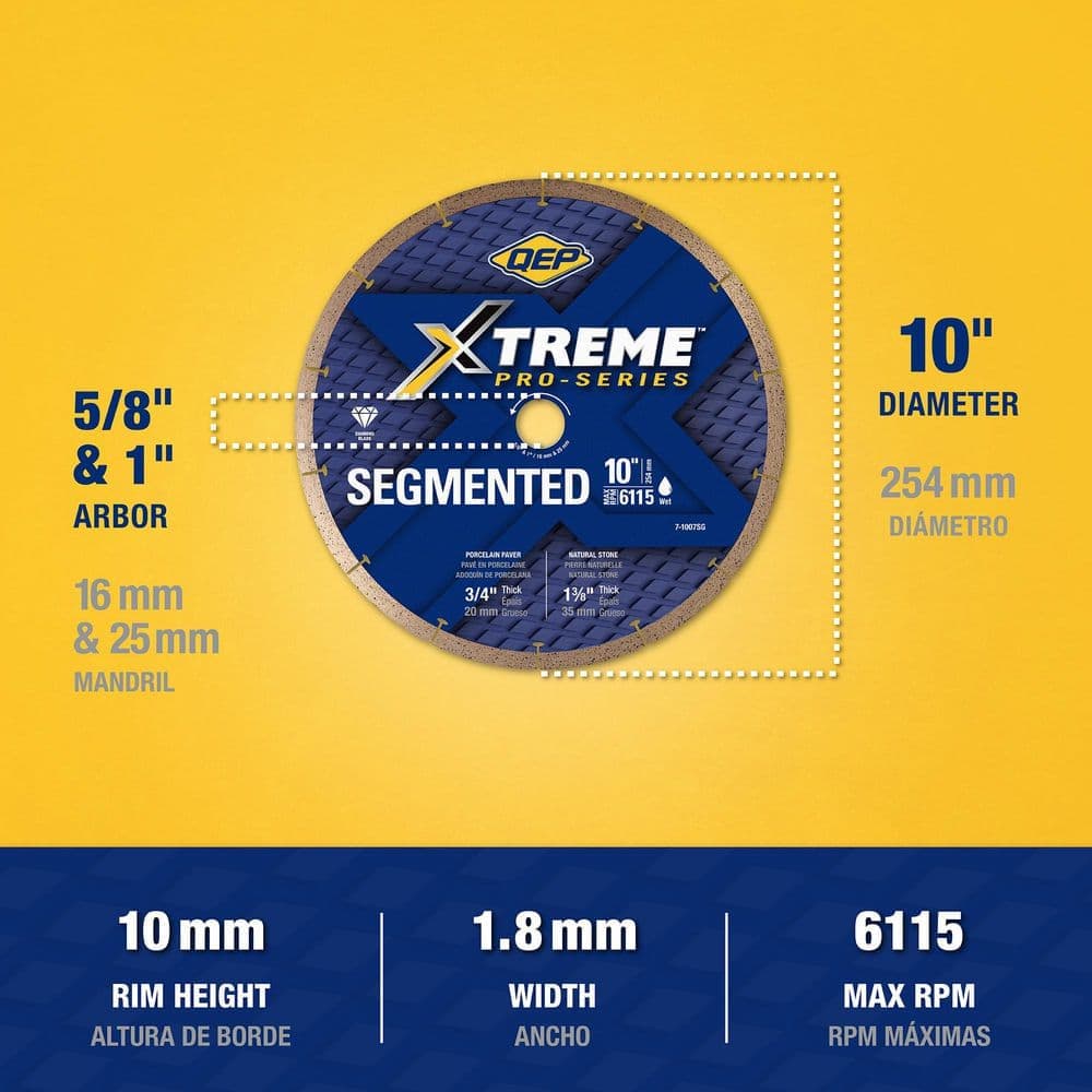 QEP Xtreme 10 in. Segmented Diamond Blade Wet Cuts Through Porcelain Pavers and Natural Stone (3)