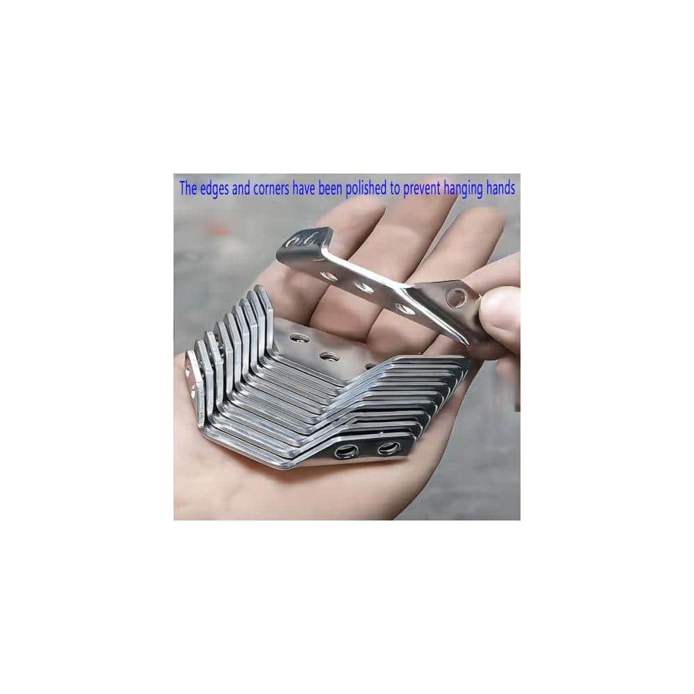 KIWDZFU Universal Stainless Steel Furniture Corner Connectors Shelf Brackets 20PCS Silvery with 140 Screws for Wooden Furniture (3)