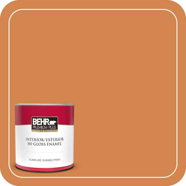 BEHR PREMIUM PLUS 1 qt. #PPU3-03 Flaming Torch Hi-Gloss Enamel Interior/Exterior Paint & Primer (2)