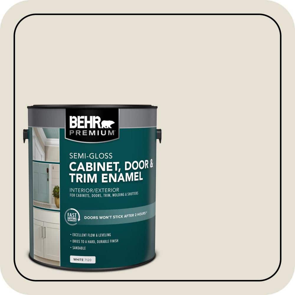 BEHR PREMIUM 1 gal. #N310-1 Sand Drift Semi-Gloss Enamel Interior/Exterior Cabinet, Door & Trim Paint