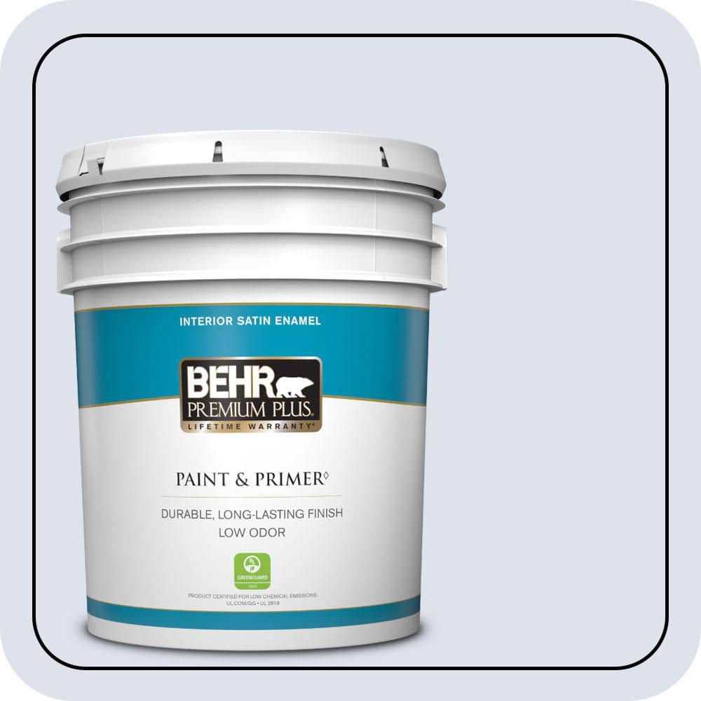 BEHR PREMIUM PLUS 5 gal. #600A-1 December Dawn Satin Enamel Low Odor Interior Paint & Primer