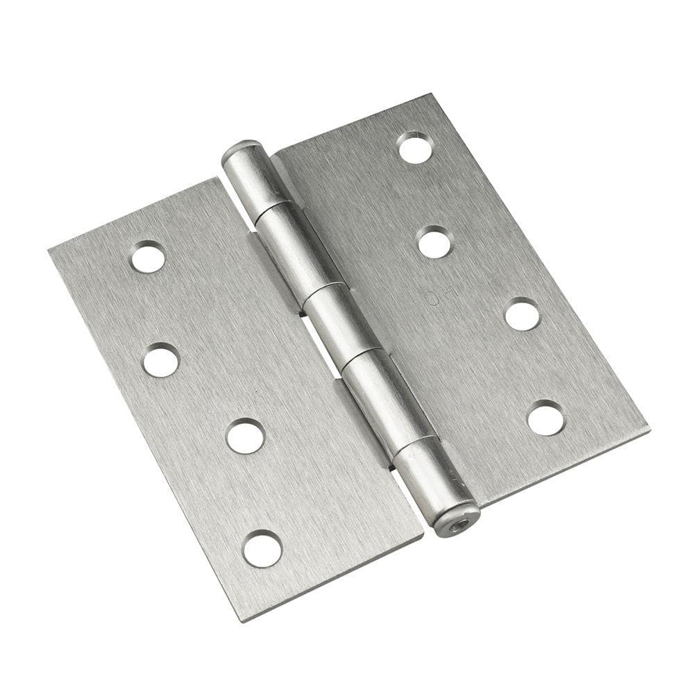 Onward 4 in. x 4 in. Brushed Nickel Full Mortise Butt Hinge with Removable Pin (2-Pack) (2)