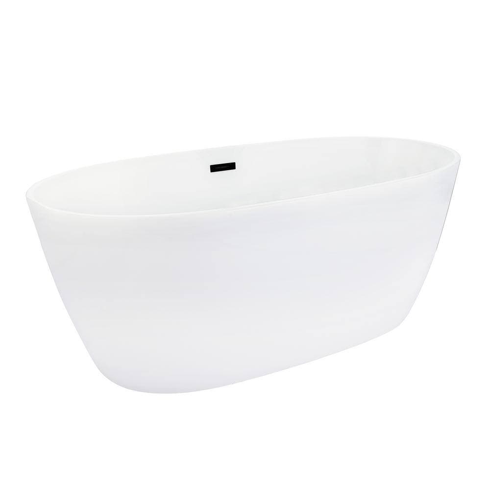 Altair Rauris 59 in. Acrylic Flatbottom Soaking Bathtub in Matte Black Feet/Overflow (3)