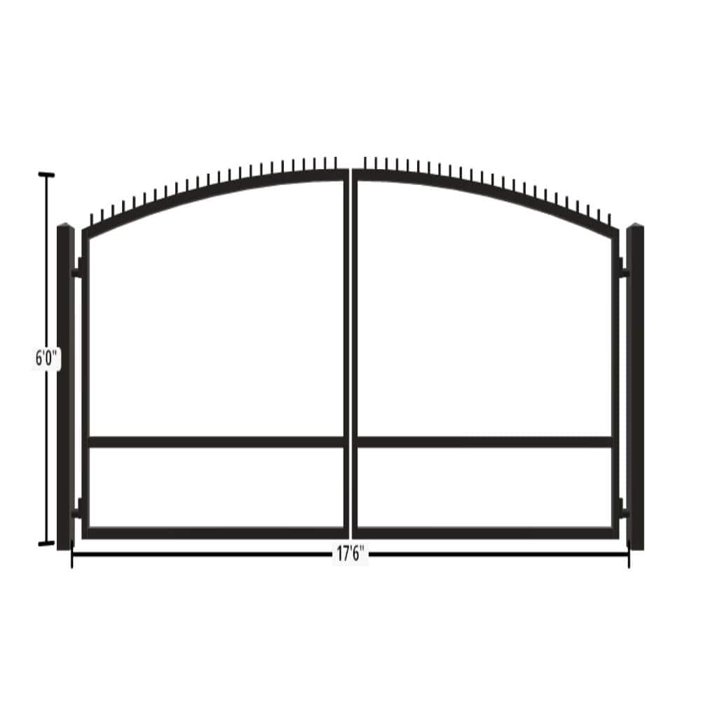 Unbranded Driveway Gate — Swing, Center, Arch + Finials, Black — 210"W x 72"H (1)