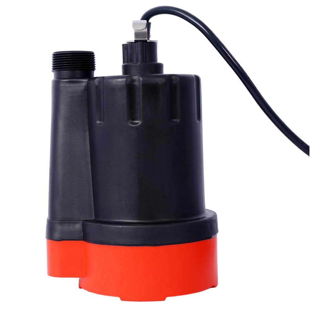 WATWAT 1/3 HP 2400 GPH Submersible Thermoplastic Utility Pump with 10 ft. Power Cord, 28 ft. Max Lift Height