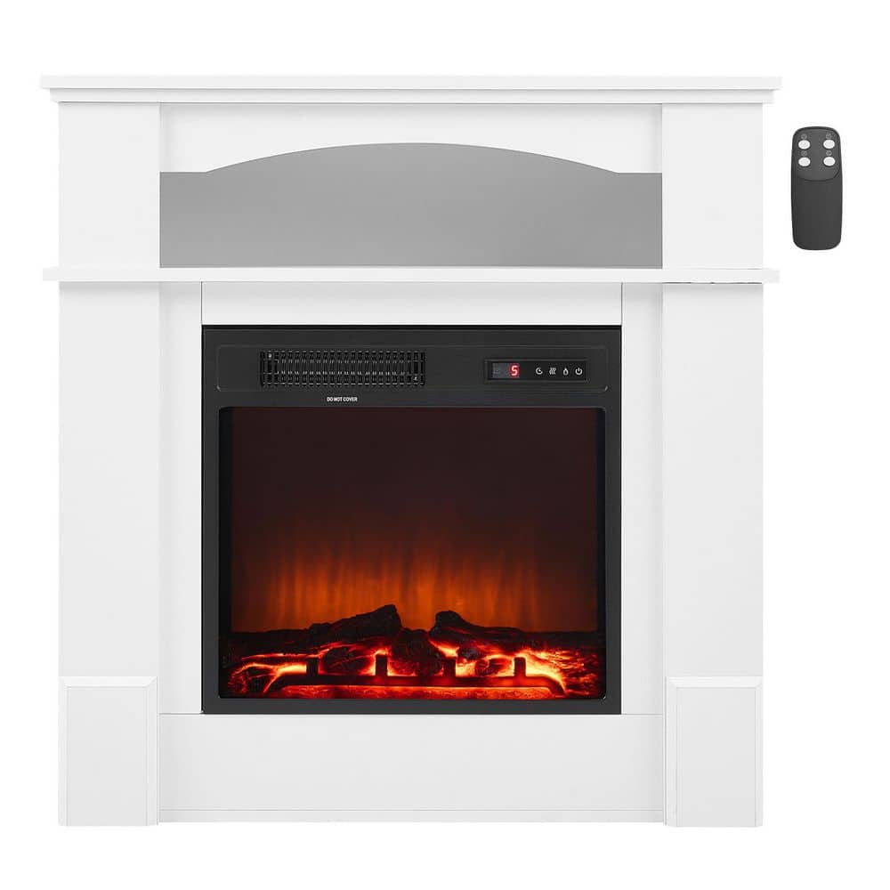 VEVOR 11.81in. Freestanding Fireplaces, 1500W 5120BTU Fake Electric Fireplace Stove Heater with Mantel, Overheating Protection (1)