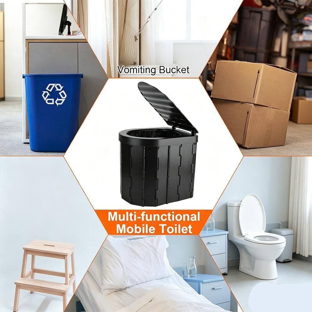 Tahanbath Non-Electric Foldable Portable Emergency Waterless Toilet with Lid, Carry Bag and Garbage Bags (2)