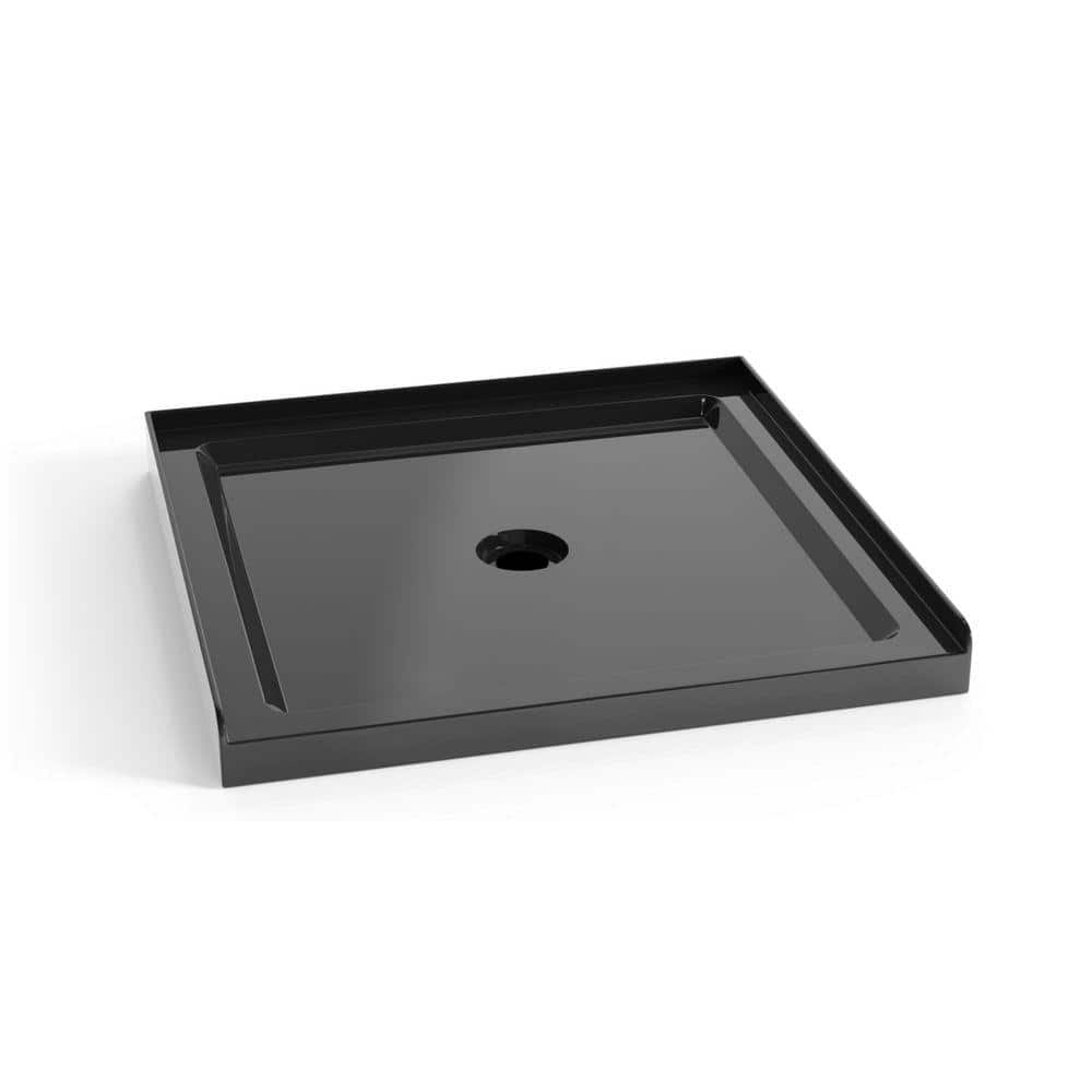 TCYO 36 in. L x 36 in. W Alcove Shower Pan Base with Center Drain in Black (1)
