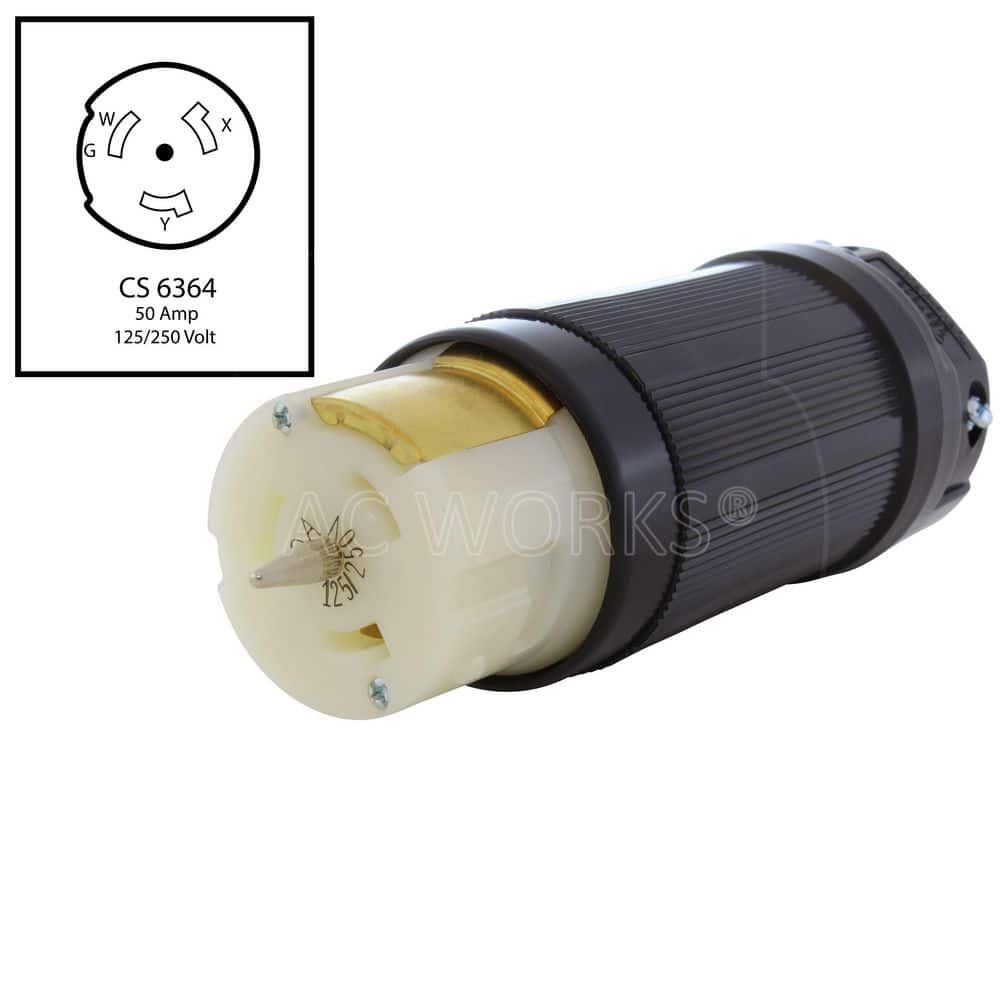 AC WORKS California Standard CS6364 50A 125/250V 4-Prong Locking Female Connector (2)