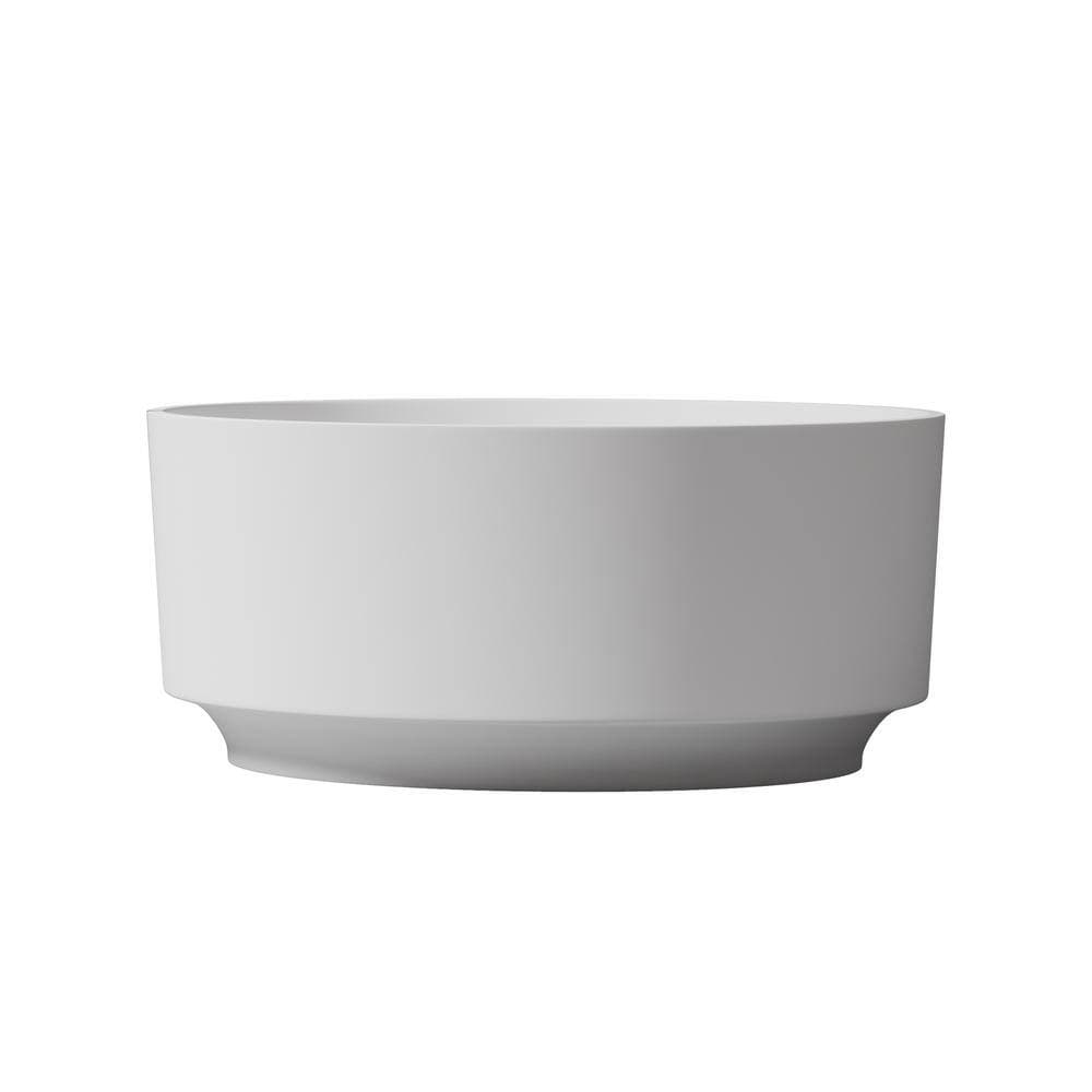 ANGELES HOME 49 in. x 49 in. Round Stone Resin Solid Surface Freestanding Soaking Bathtub with Center Drain in White (2)
