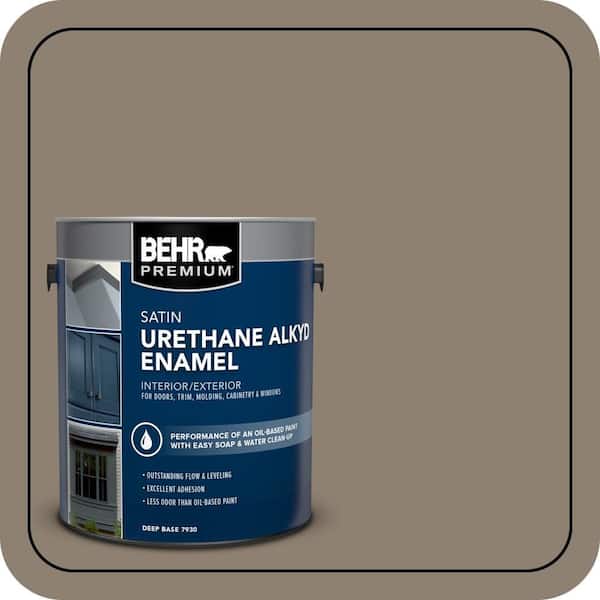 BEHR PREMIUM 1 gal. #720D-5 Mocha Accent Urethane Alkyd Satin Enamel Interior/Exterior Paint (2)