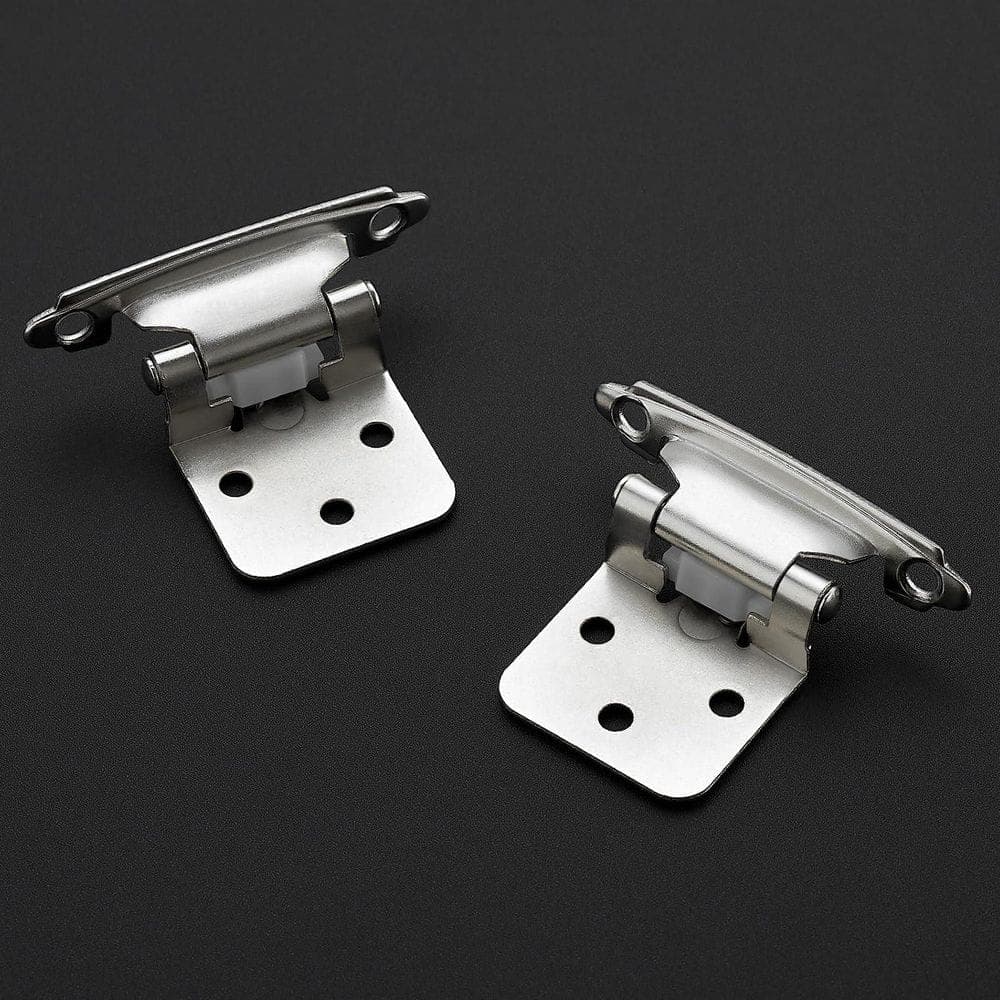 Wudkey 30-Pack 1/2 in. Satin Nickel Overlay Semi-Concealed Self Closing Kitchen Cabinet Hinges with Door Bumper (3)