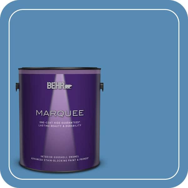 BEHR MARQUEE 1 gal. #M520-5 Alpha Blue One-Coat Hide Eggshell Enamel Interior Paint & Primer (2)