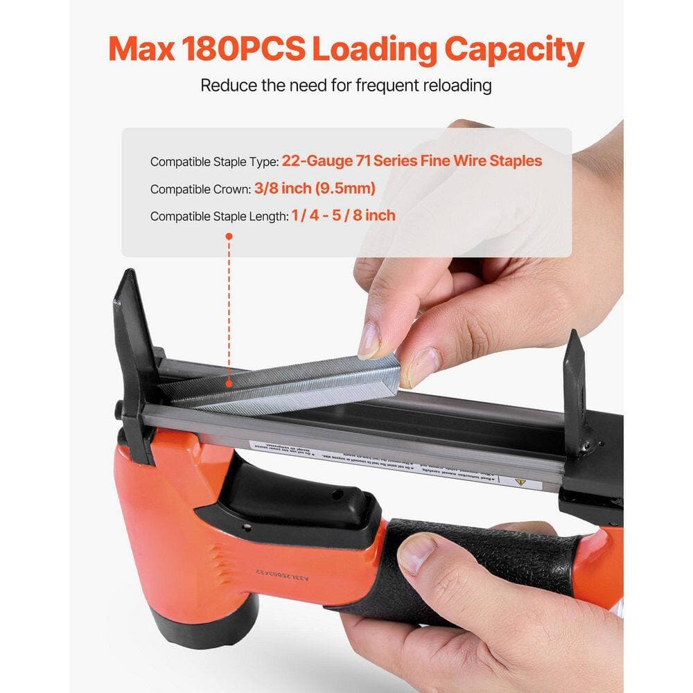 SKYSHALO Pneumatic 22 Gauge Long-Nose Upholstery Stapler, 71 Series 3/8 in. Crown 1/4-5/8 in. Staples, Max 180PCS, Woodworking (2)