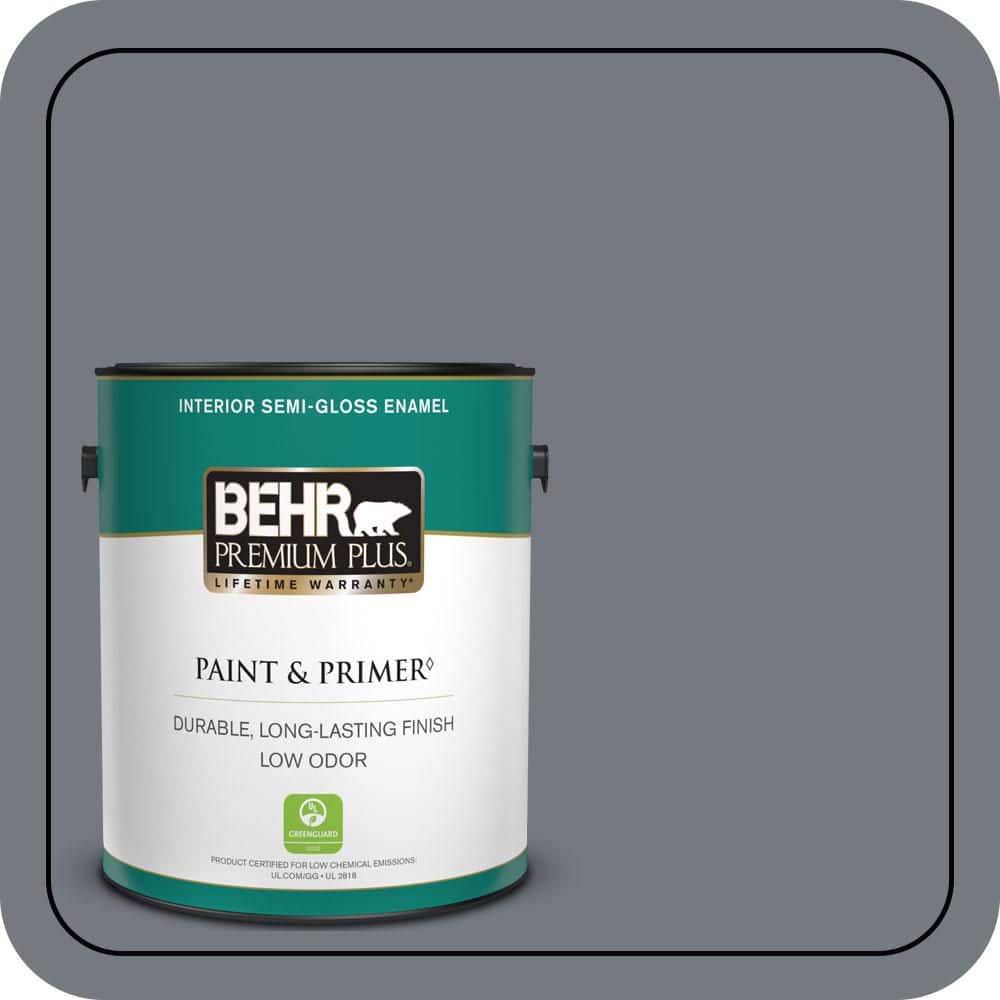 BEHR PREMIUM PLUS 1 gal. #N510-5 Liquid Mercury color Semi-Gloss Enamel Low Odor Interior Paint & Primer