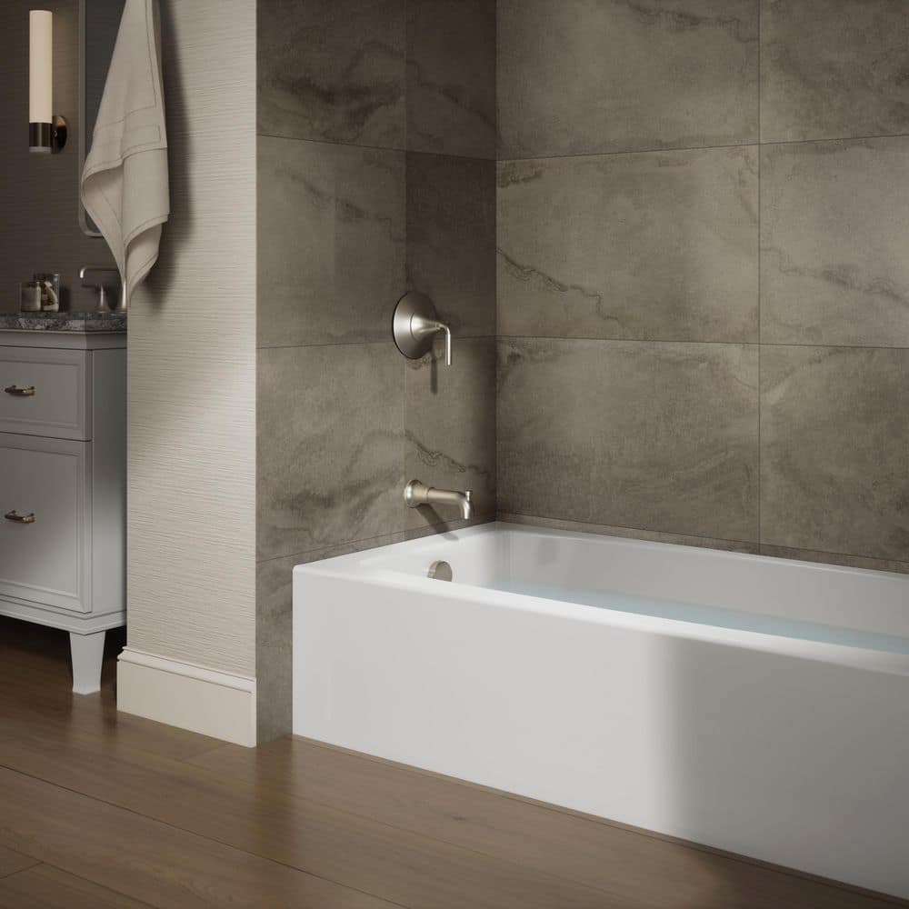KOHLER Elmbrook 60 in. x 30.25 in. Acrylic Alcove Deep Soaking Bathtub with Left-Hand Drain in White (3)