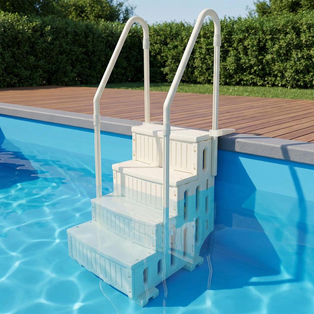 maocao hoom 6.5 ft. Pool Ladder Heavy-Duty 4 Safety Step for Above Ground Pools Stair Entry System with Handrails 400 lbs,Plastic (2)