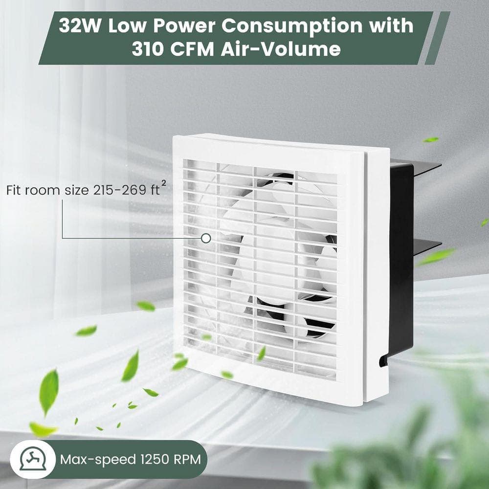 KIWDZFU 8-in. 310CFM Shutter Exhaust Fan for Window or Wall Mount in Attic, Greenhouse, Garage (2)