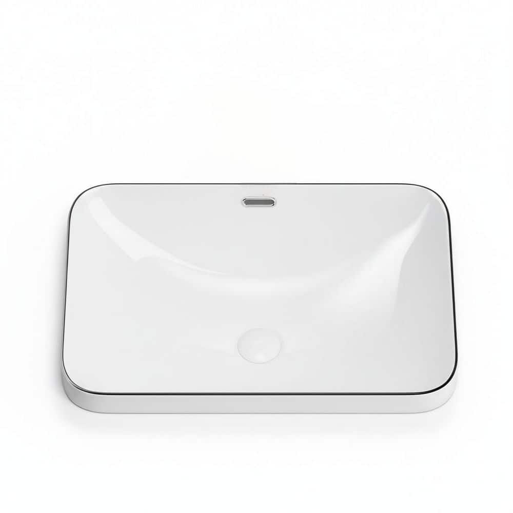 Lycvki 22.05 in. Undermount Rectangular Bathroom Sink in White with Black Lines (1)