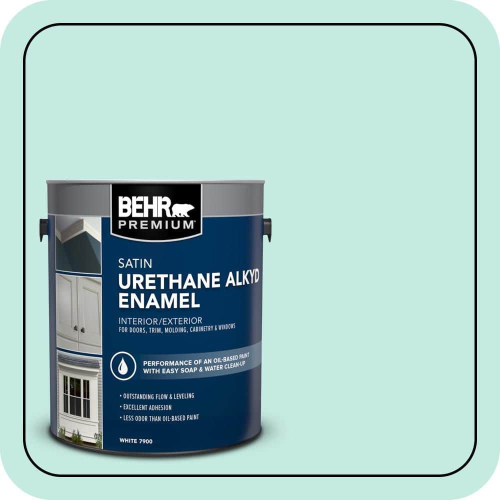 BEHR PREMIUM 1 gal. #P440-2 Clear Aqua Urethane Alkyd Satin Enamel Interior/Exterior Paint (1)