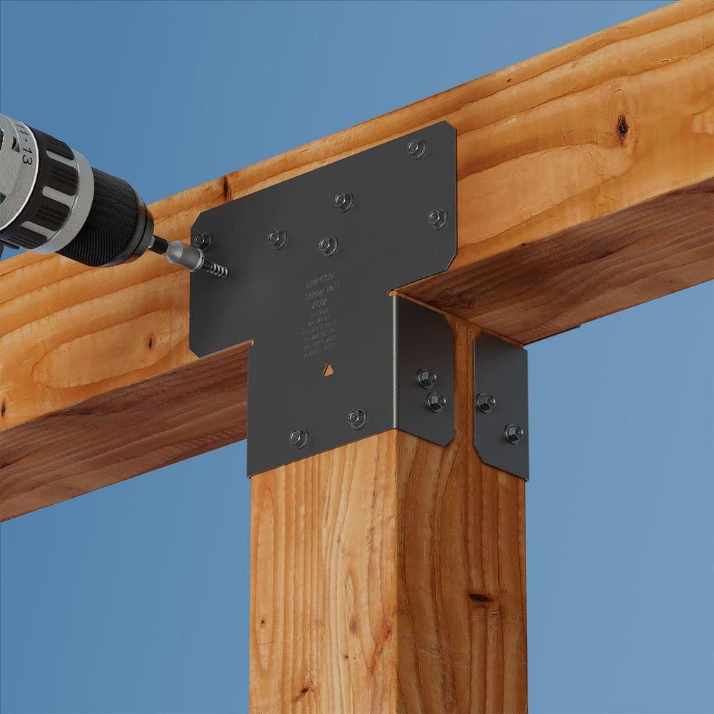 Simpson Strong-Tie Outdoor Accents ACPC ZMAX, Black Powder-Coated Adjustable Post Cap for 4 x Lumber (2)