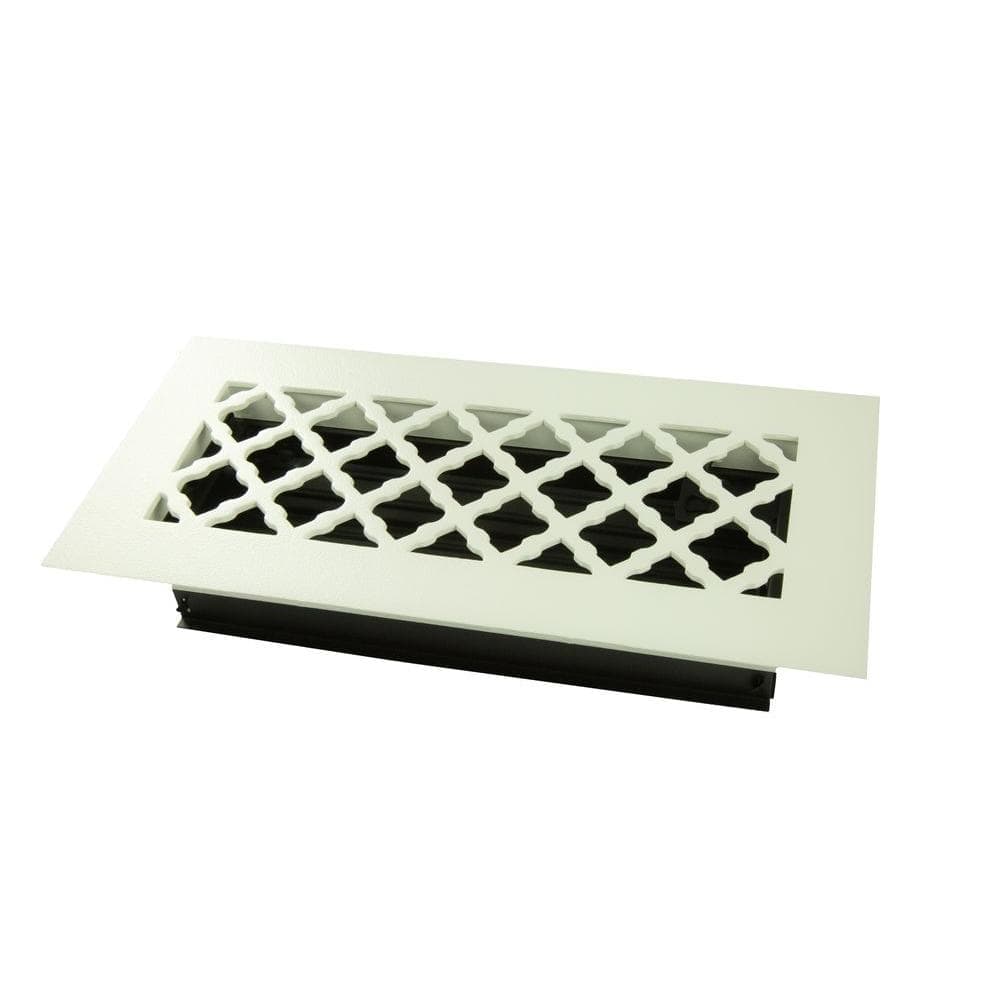 SteelCrest Tuscan 10 in. x 4 in. Steel Floor Register, White/Powder Coat with Opposed Blade Damper