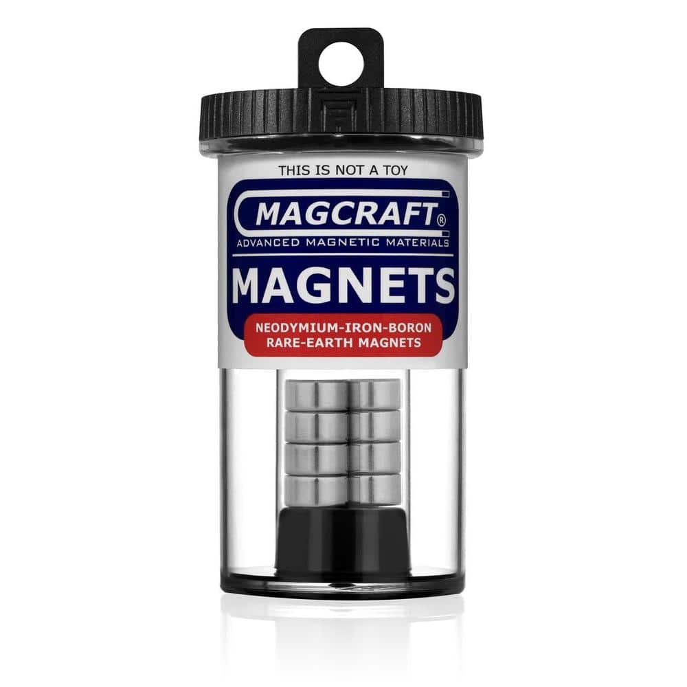 Magcraft Rare Earth 1/2 in. x 1/4 in. Disc Magnet (8-Pack)