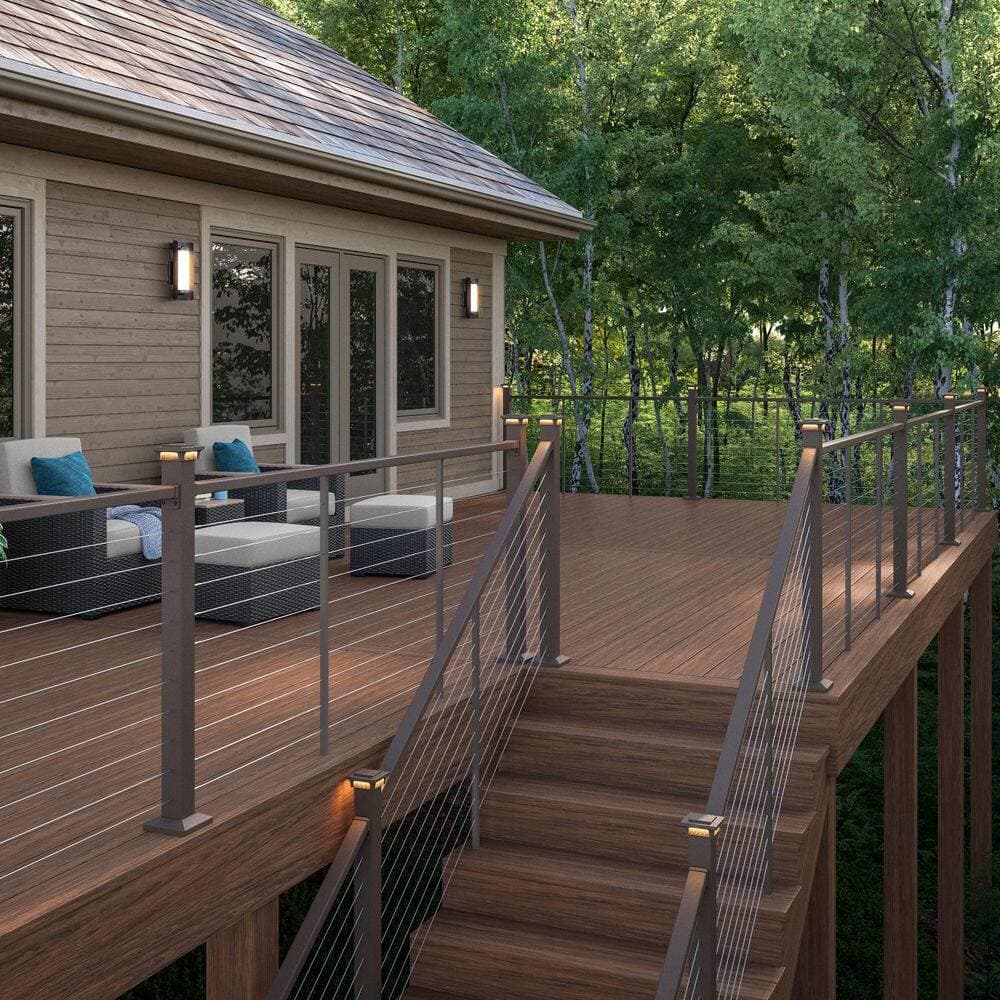 Deckorators Cable Rail 2-1/2 in. x 2-1/2 in. x 44 in. Weathered Brown Aluminum End Post for Cable Railing System (2)