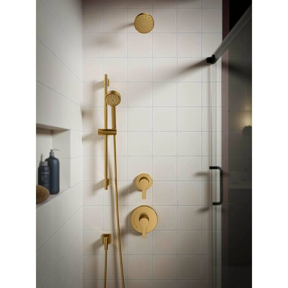 KOHLER Elate 3-Spray Wall Mount Handheld Shower Head, 1.75 GPM in Vibrant Brushed Moderne Brass (2)