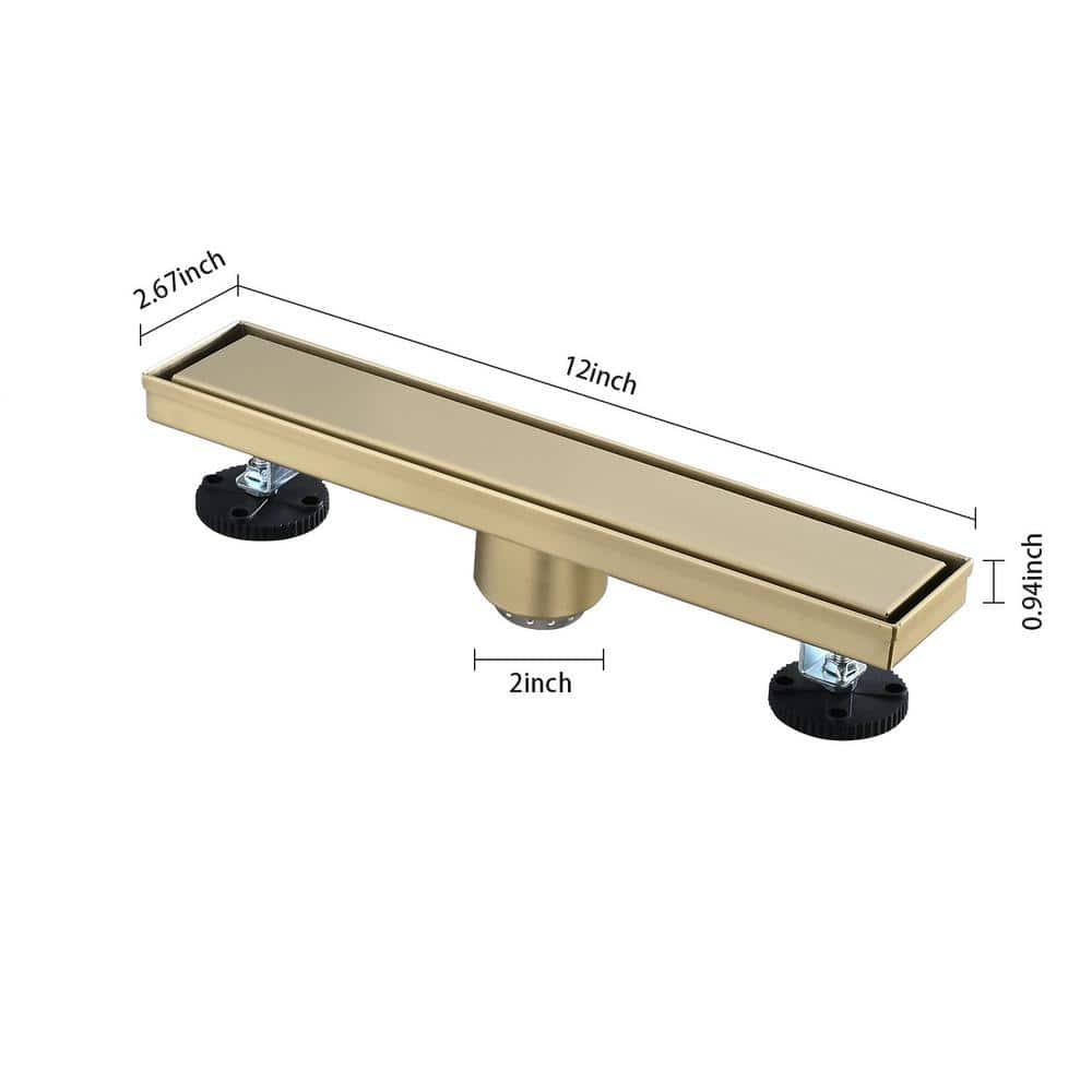 Tahanbath 12 Inches Linear Shower Drain, Included Hair Strainer and Leveling Feet (2)