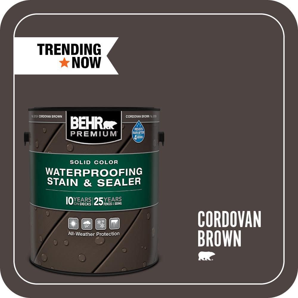 BEHR PREMIUM 1 gal. #SC-104 Cordovan Brown Solid Color Waterproofing Exterior Wood Stain and Sealer
