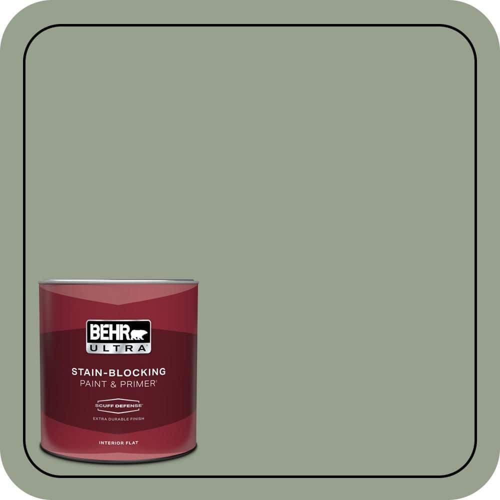 BEHR ULTRA 1 qt. #N390-4 Bitter Sage Extra Durable Flat Interior Paint & Primer (1)