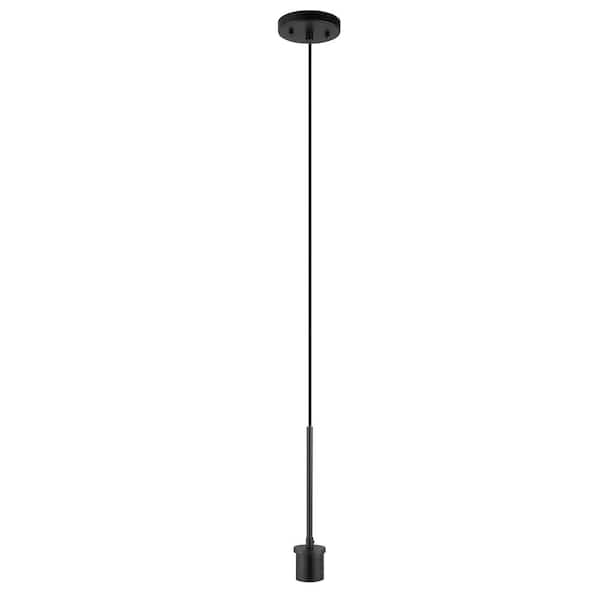 PRIVATE BRAND UNBRANDED Matte Black Pendant Light Kit with Partial Down Rod and Adjustable Height Wire