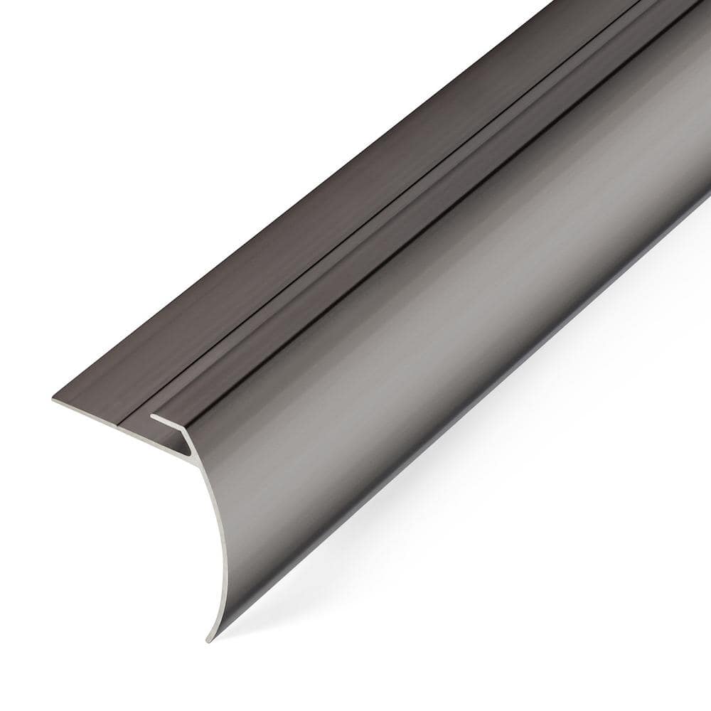 TrimMaster Satin Silver 8mm x 74 in. Aluminum Stair Nosing Floor Transition Strip