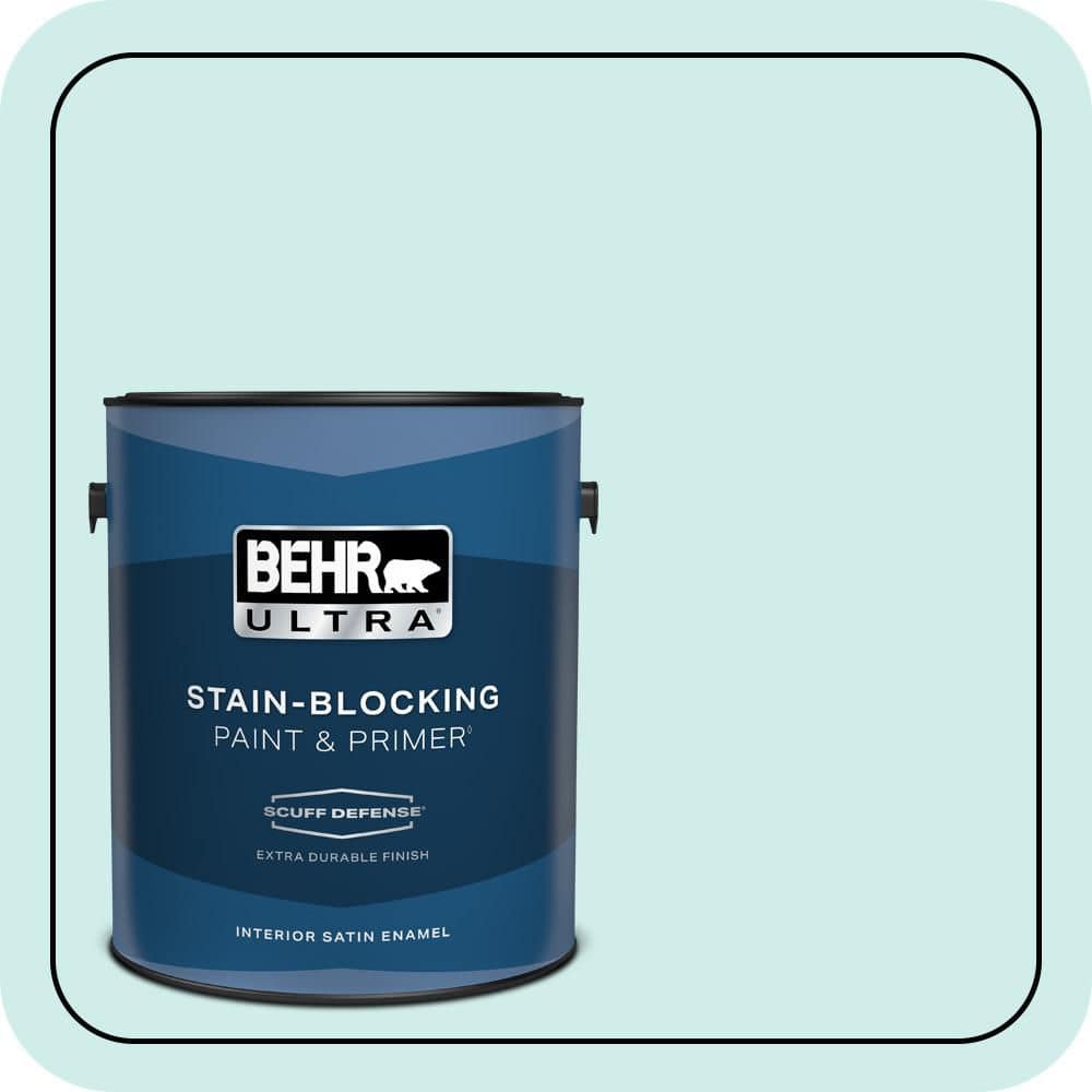 BEHR ULTRA 1 gal. #510C-1 Ionic Sky Extra Durable Satin Enamel Interior Paint & Primer