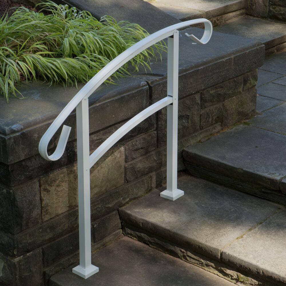 Barrette Outdoor Living HandiRail 3.57 in. x 47.75 in. x 3.09 ft. White 3-Step Aluminum Rail Kit (Unassembled) (2)