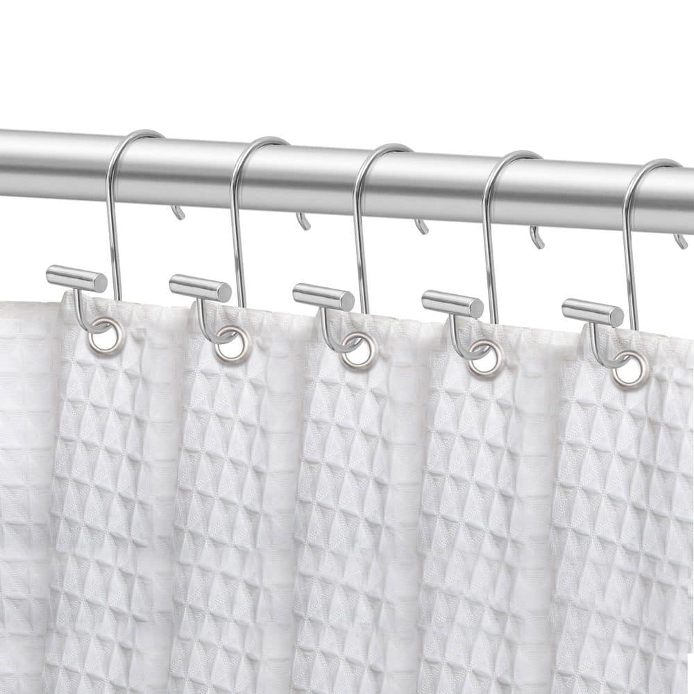 Utopia Alley Rust-Resistant T-Bar Design Metal Shower Curtain Rings/Hooks for Bathroom, Curtains and Clothing etc-Set of 12, Chrome